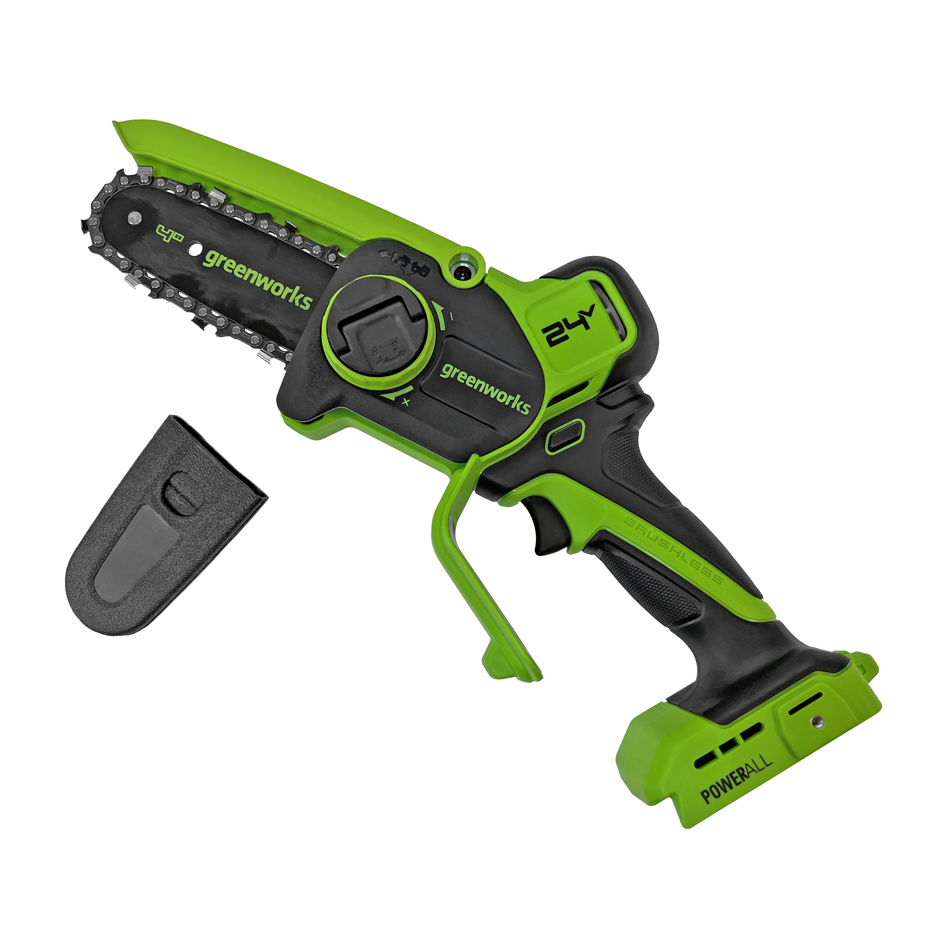 Мини-пила аккумуляторная цепная Greenworks 10 см 24V CS2410A с автоматической смазкой цепи, бесщёточная, без АКБ и ЗУ