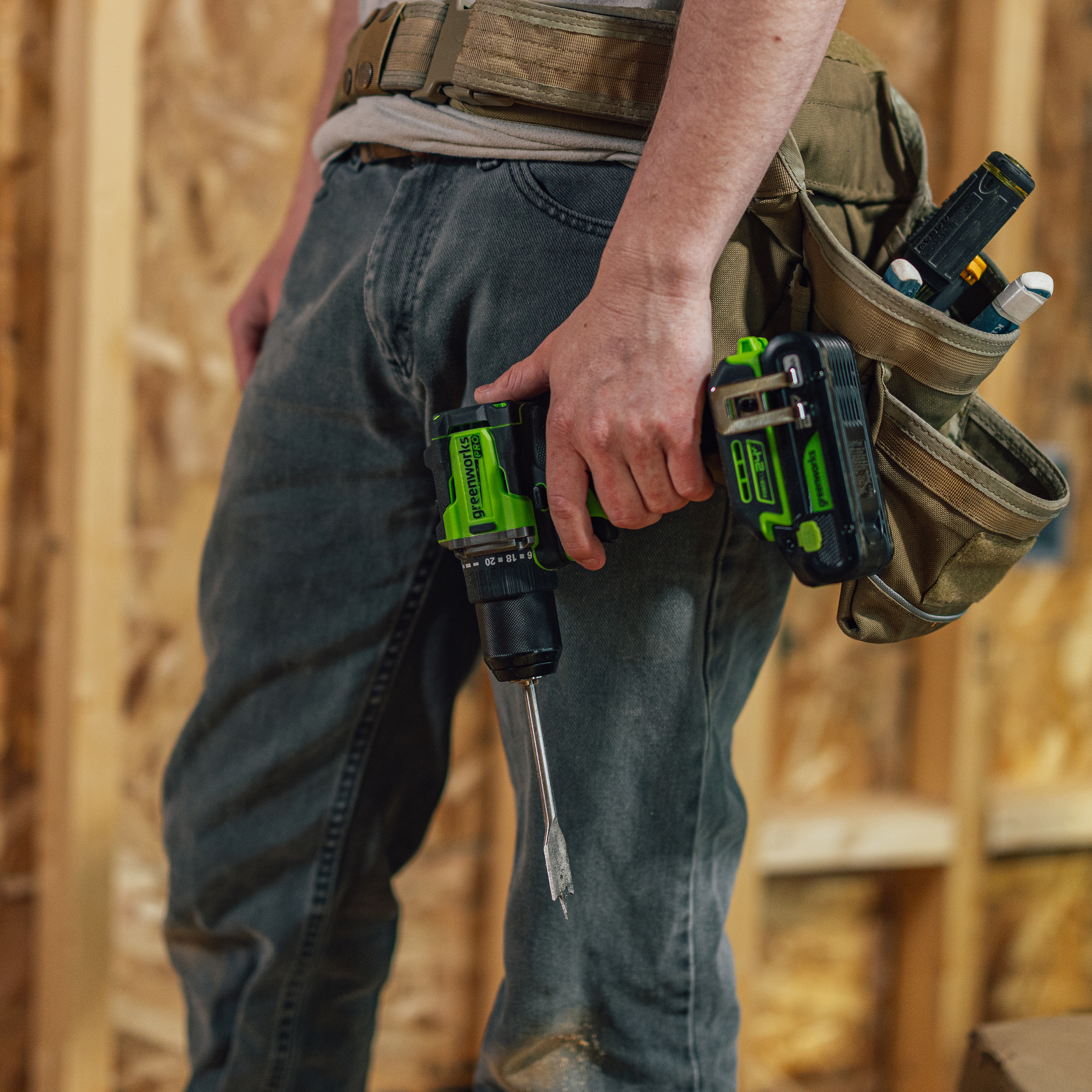 Дрель-шуруповёрт ударная 30/60 Нм аккумуляторная Greenworks 24V HD560, бесщёточная, без АКБ и ЗУ