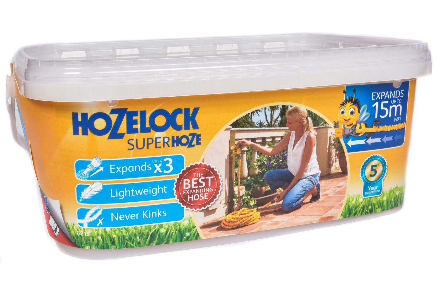 Шланг для полива HoZelock 8215 растягивающийся 15 м с коннекторами и наконечником для шланга