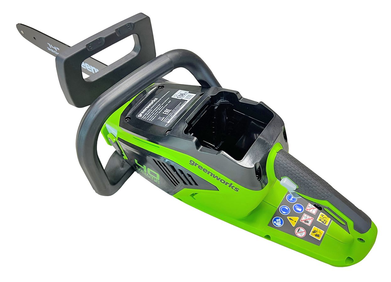Пила аккумуляторная цепная Greenworks 35 см 40V GD40CS15 2005707, до 1,5 кВт, бесщёточная, без АКБ и ЗУ