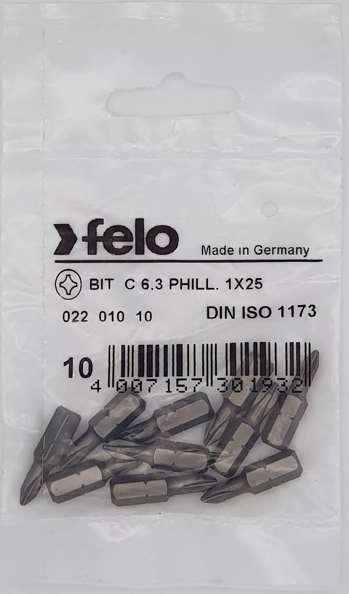 Бит 1/4", PН1х25, серия 022 С 6,3 FELO 022 010 10
