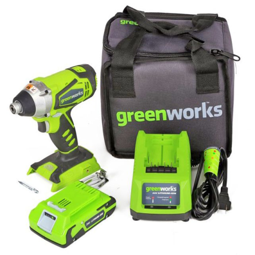 Винтовёрт импульсный аккумуляторный Greenworks 24V G24IDK, c одним АКБ 2 А*ч и ЗУ, в сумке