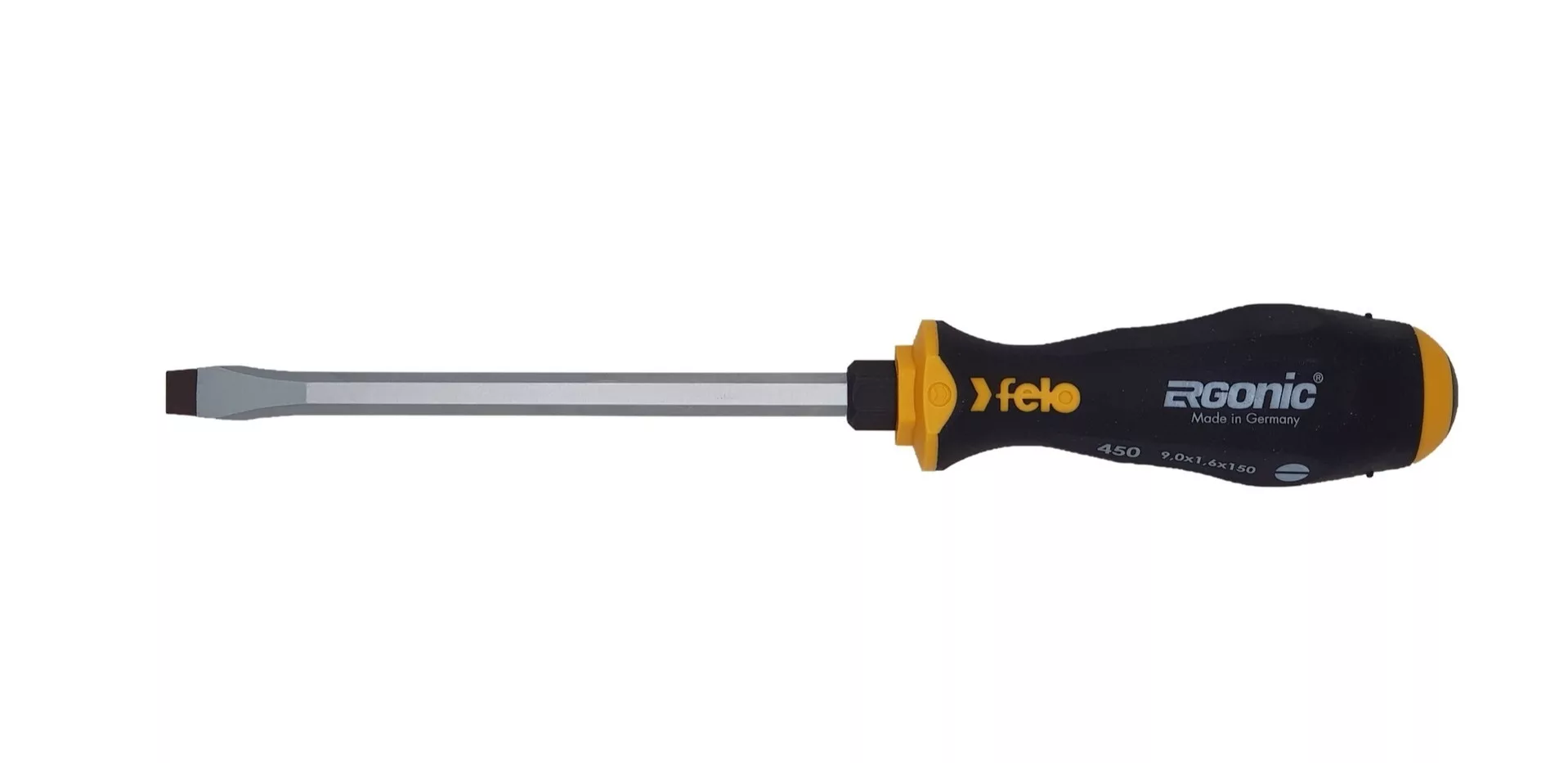 Отвертка плоская шлицевая ударная Ergonic 9,0X1,6X150 FELO 450 090 40