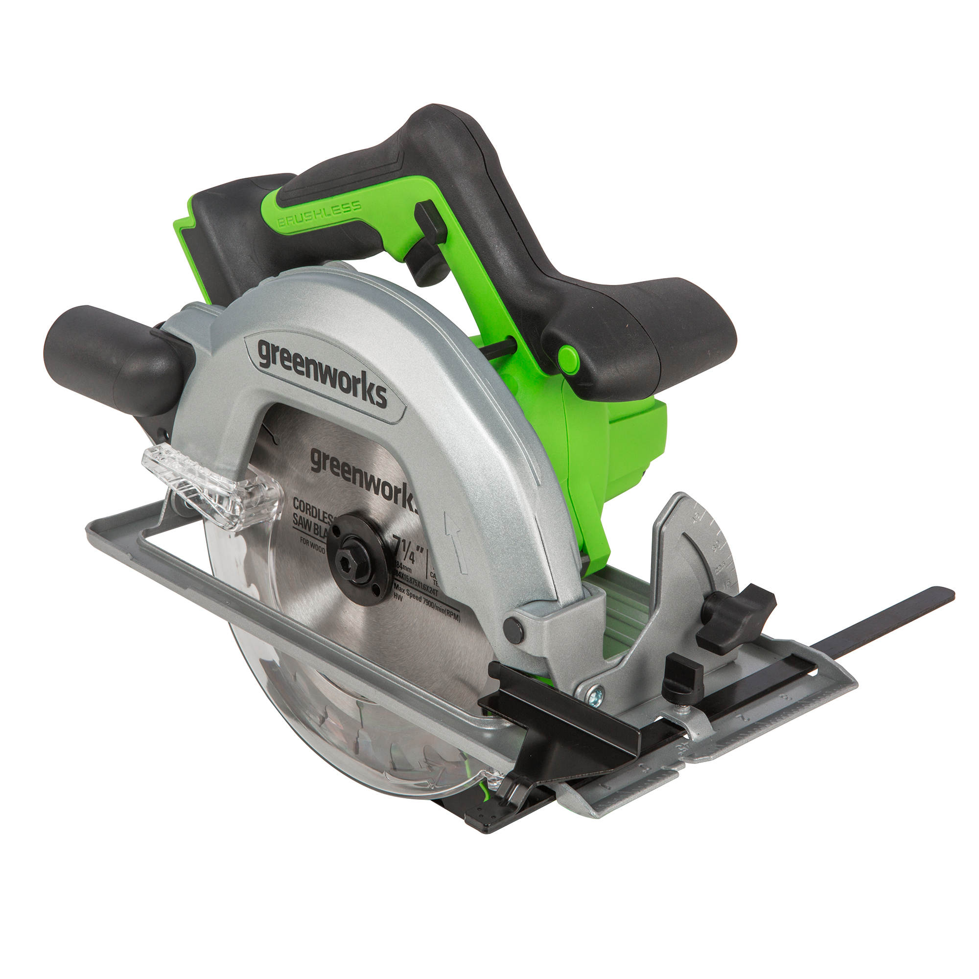 Пила циркулярная аккумуляторная Greenworks 24V GD24CS 1500907, бесщеточная, без АКБ и ЗУ