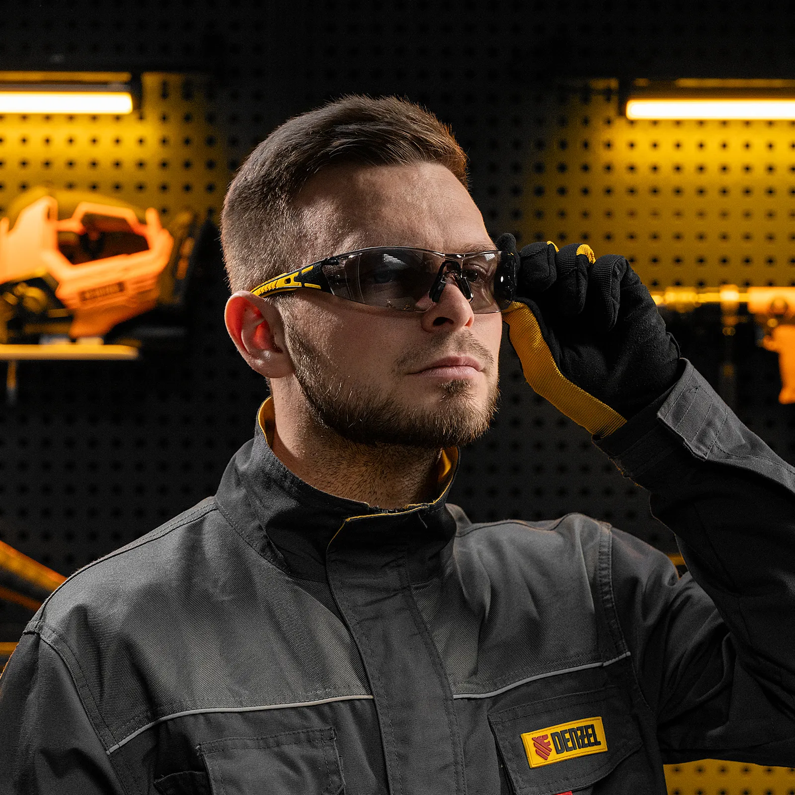 Очки защитные открытые, поликарбонатные, дымчатая линза, двухкомпонентные дужки