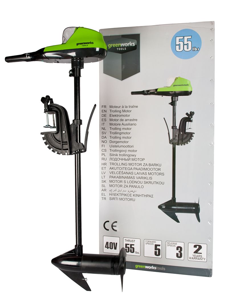 Лодочный мотор аккумуляторный Greenworks 40V G40TM55 9000207, без АКБ и ЗУ