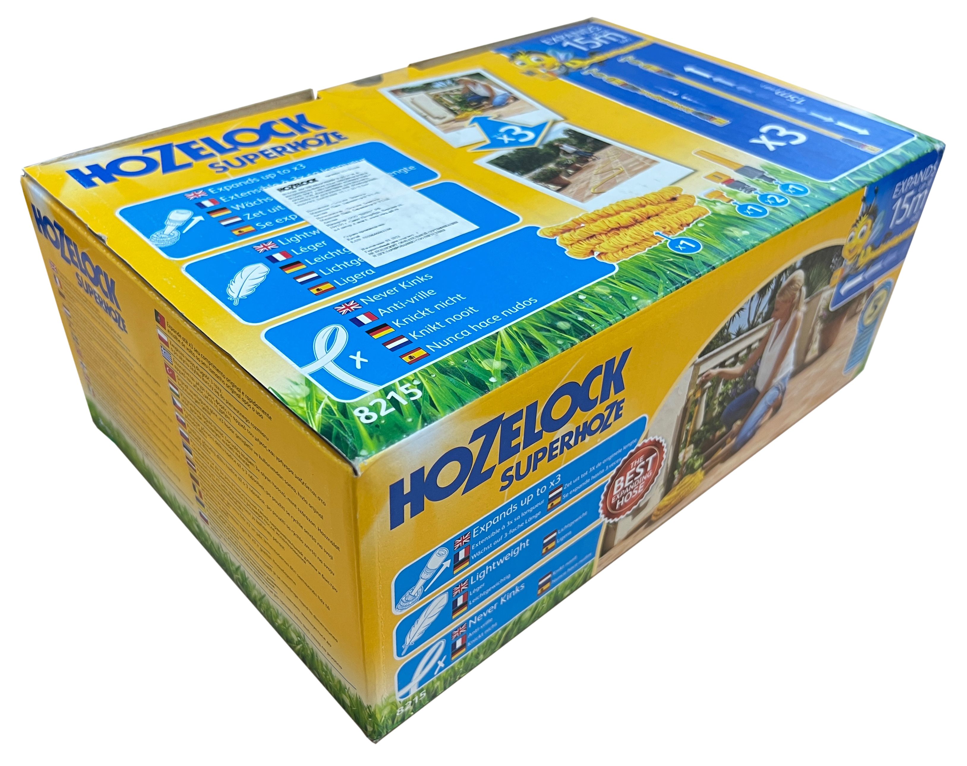Шланг для полива HoZelock 8215 растягивающийся 15 м с коннекторами и наконечником для шланга