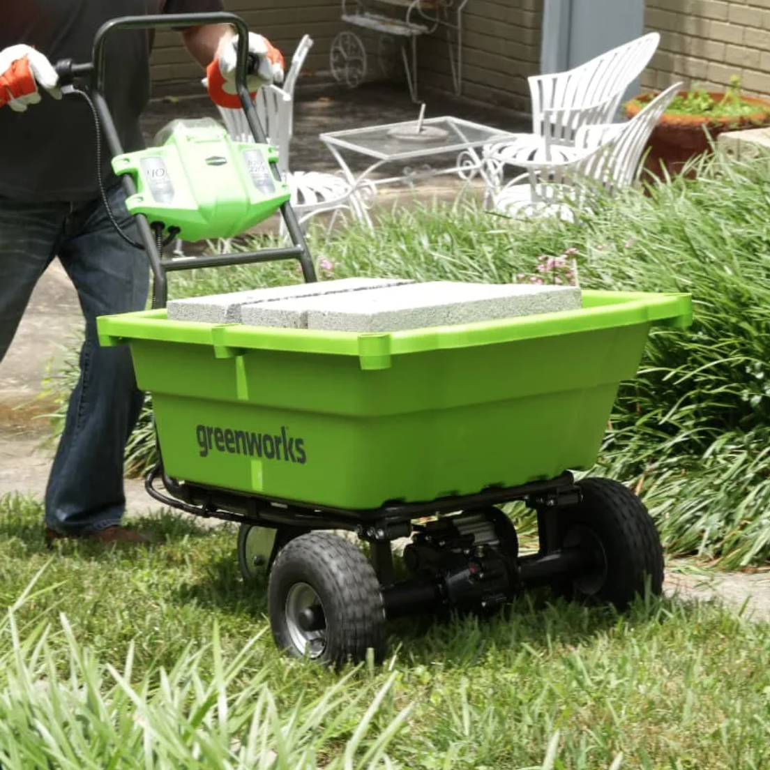 Садовая тележка самоходная Greenworks 106 л 40V G40GC, без АКБ и ЗУ