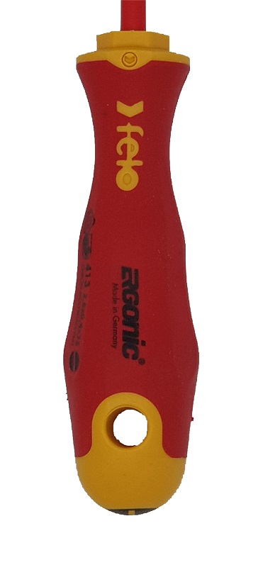Отвёртка ERGONIC диэлектр., серия 413, SL 2,5х0,4х75 FELO 413 025 90